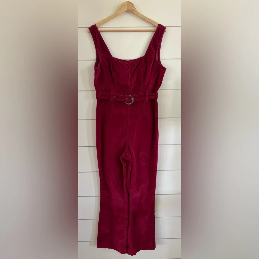 Free People Party Starter Belted Velvet Jumpsuit NWT - Picture 3 of 6